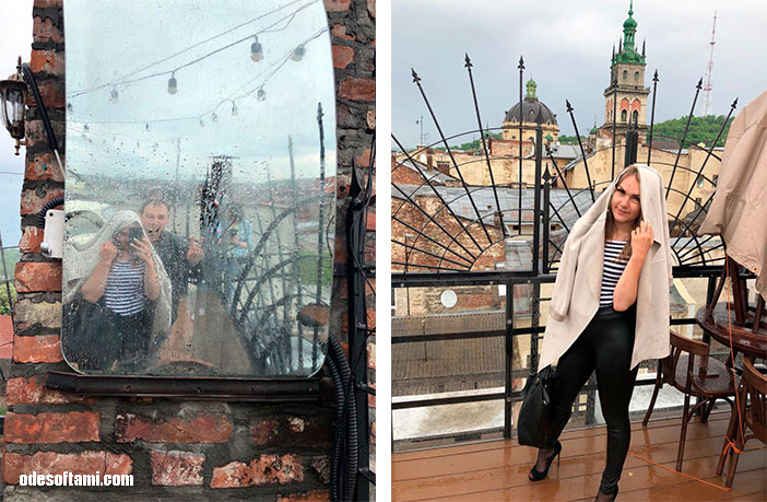 Ирина Буслаева и Денис Алексеенко в зеркале на крыше Дом легенд, Львов - odesoftami.com