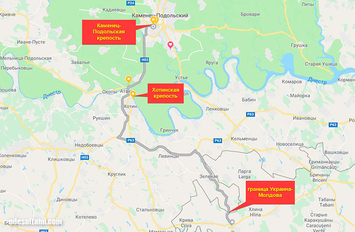 Путешествие в Каменец-Подольский через Молдову - наша карта - odesoftami.com
