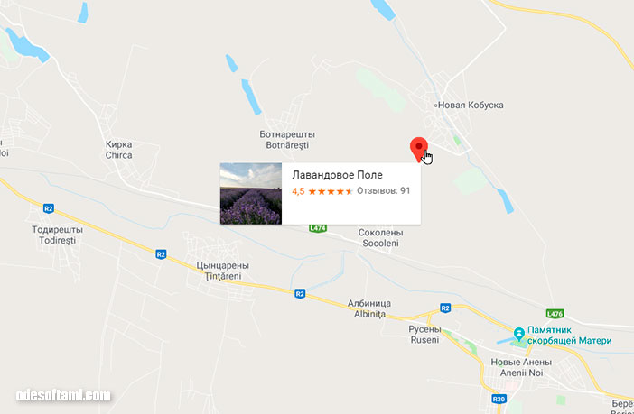 Точка на карте в  Молдове, Лавандовые поля - odesoftami.com