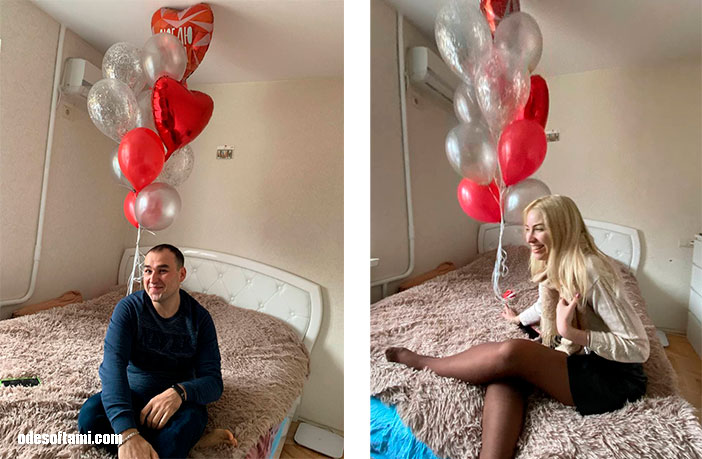 Анна Кушнерова и Денис Алексеенко позируют в шариках- odesoftami.com