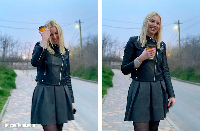 Аня Кушнерова позирует с кофе на поповский пляж - odesoftami.com