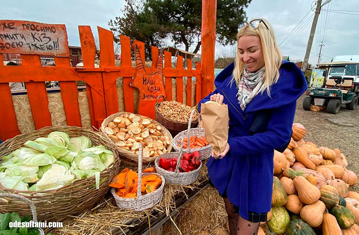 Аня Кушнерова собирает пакет еды для козочек из Кози та Матроси - odesoftami.com