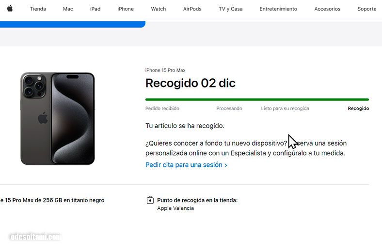 Получение Iphone 15 pro max negro titan в Apple Valencia - odesoftami.com