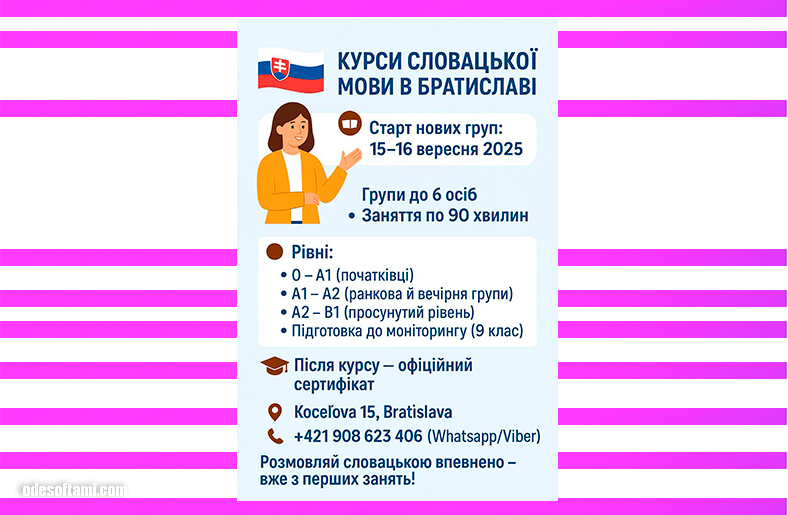 Курсы словацкого языка в Братиславе от сертифицированного переводчика словацкого языка Любовь +421 908 623 406 - odesoftami.com