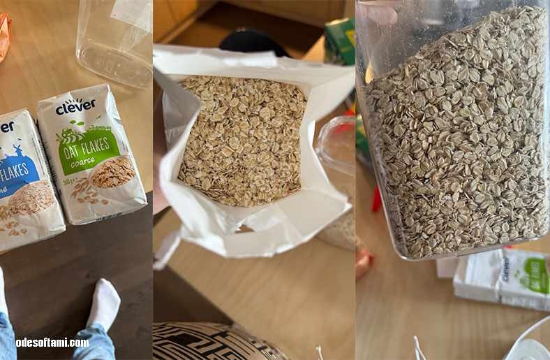 CLEVER OAT FLAKES 500g - на фото зеленая овсянка из Билла Плюс, Централ Братислава - odesoftami.com