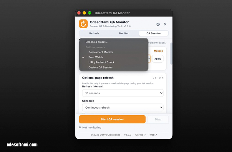 Odesoftami QA Monitor - мое приложение тестировщика - odesoftami.com